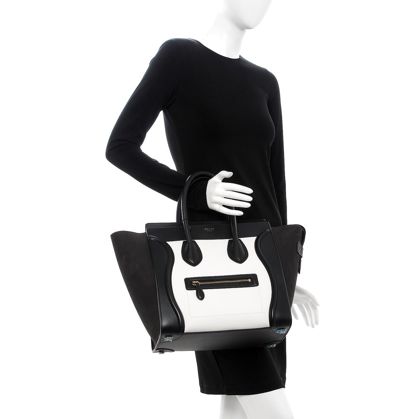 Baby Grained Calfskin Tri-color Mini Luggage White Liquorice