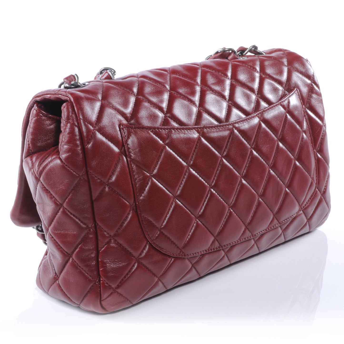 Lambskin Jumbo Single Flap Dark Red