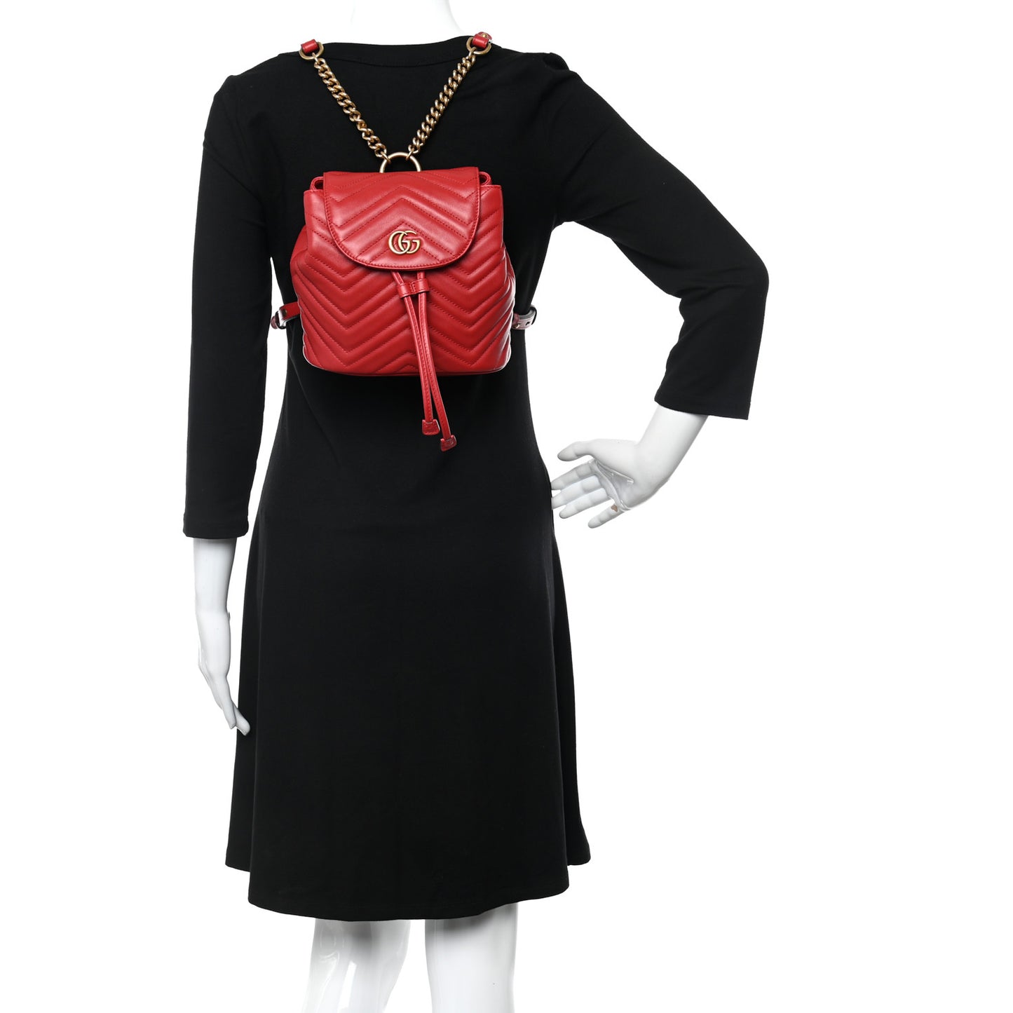 Calfskin Matelasse GG Marmont Flap Backpack Hibiscus Red