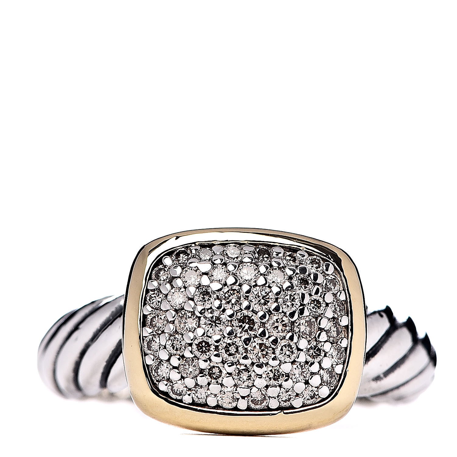 David Yurman Sterling Silver 18K Yellow Gold Diamond 10mm Noblesse Ring 49 5 1 of 6