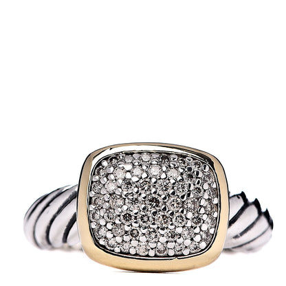 David Yurman Sterling Silver 18K Yellow Gold Diamond 10mm Noblesse Ring 49 5 1 of 6