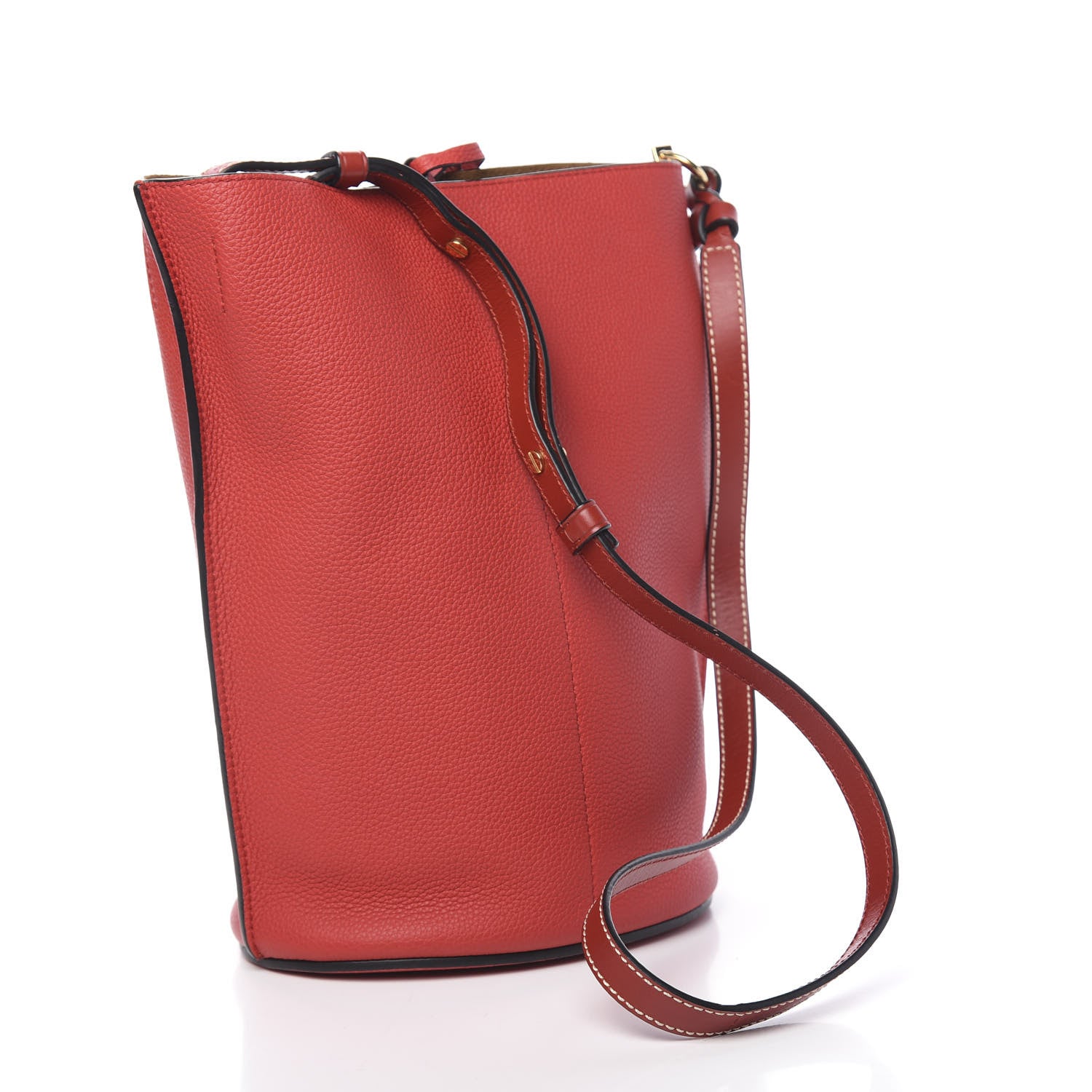 Loewe Calfskin Gate Bucket Bag Scarlet Burnt Red 3 of 10