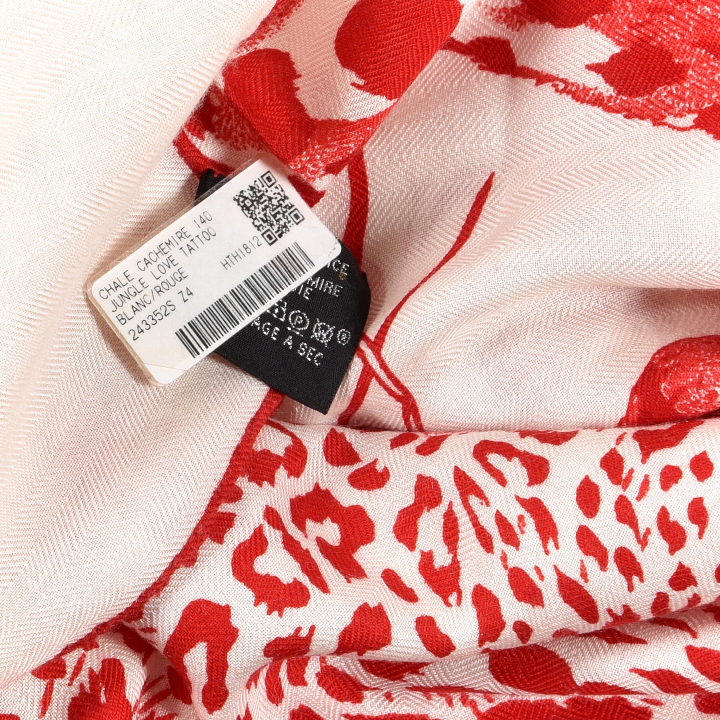 Cashmere Silk Jungle Love Tattoo Shawl 140 White Rouge