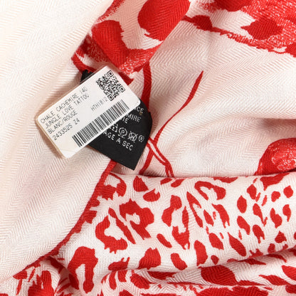 Hermes Cashmere Silk Jungle Love Tattoo Shawl 140 White Rouge 5 of 5