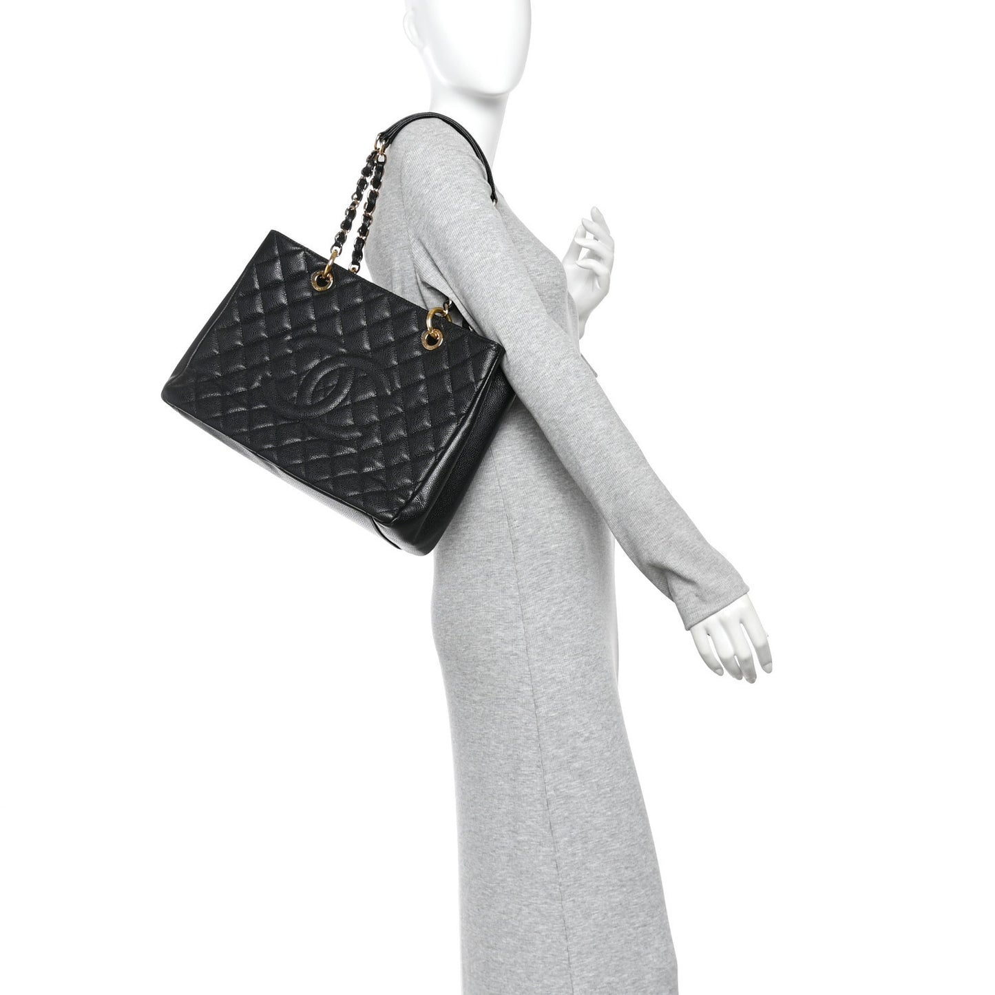 Caviar Quilted Grand Shopping Tote GST Black