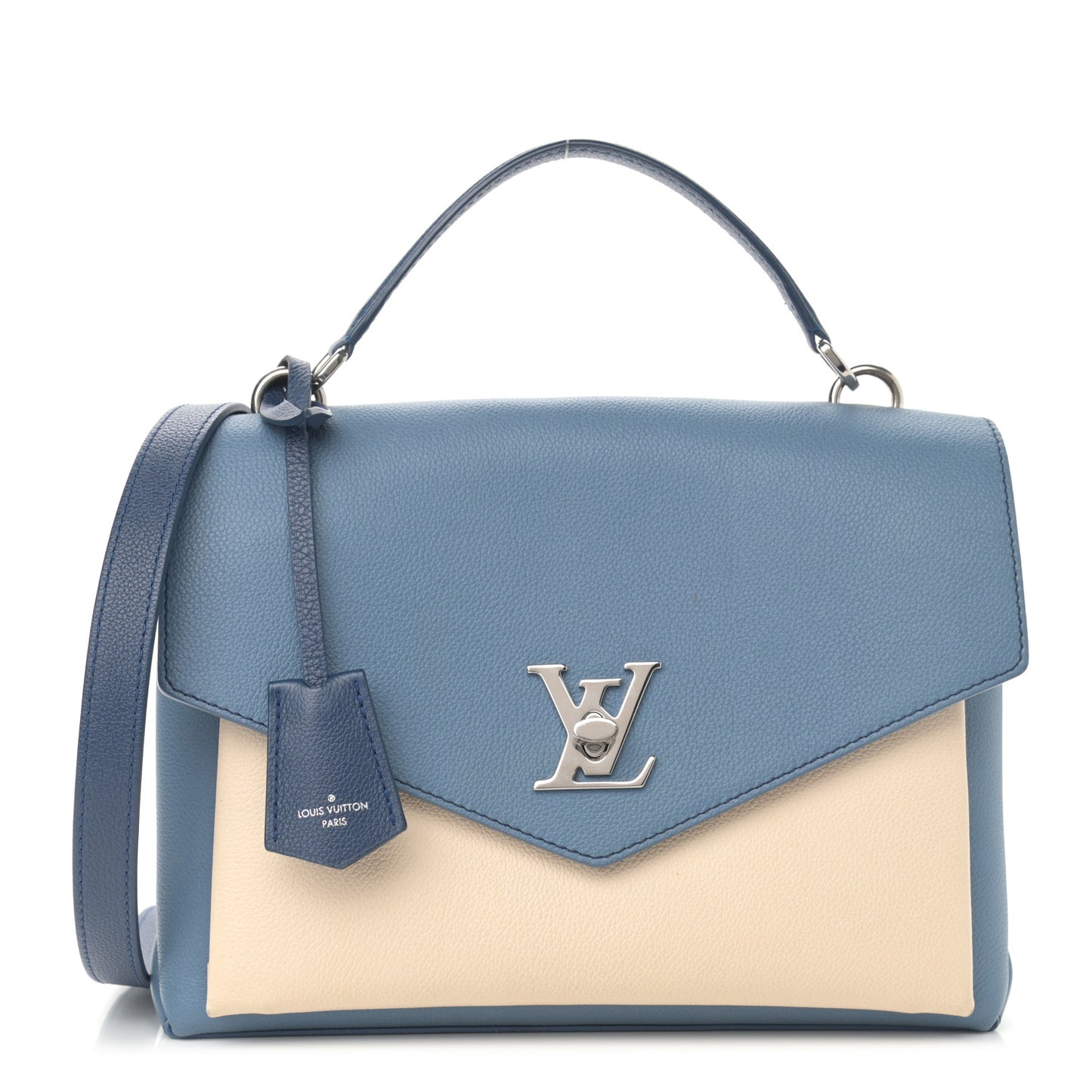 Soft Calfskin My Lockme Top Handle Blue Jean Creme