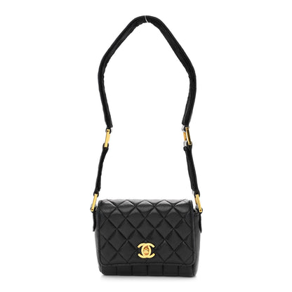 Chanel Lambskin Velvet Quilted Flap Shoulder Bag Black 1 of 11