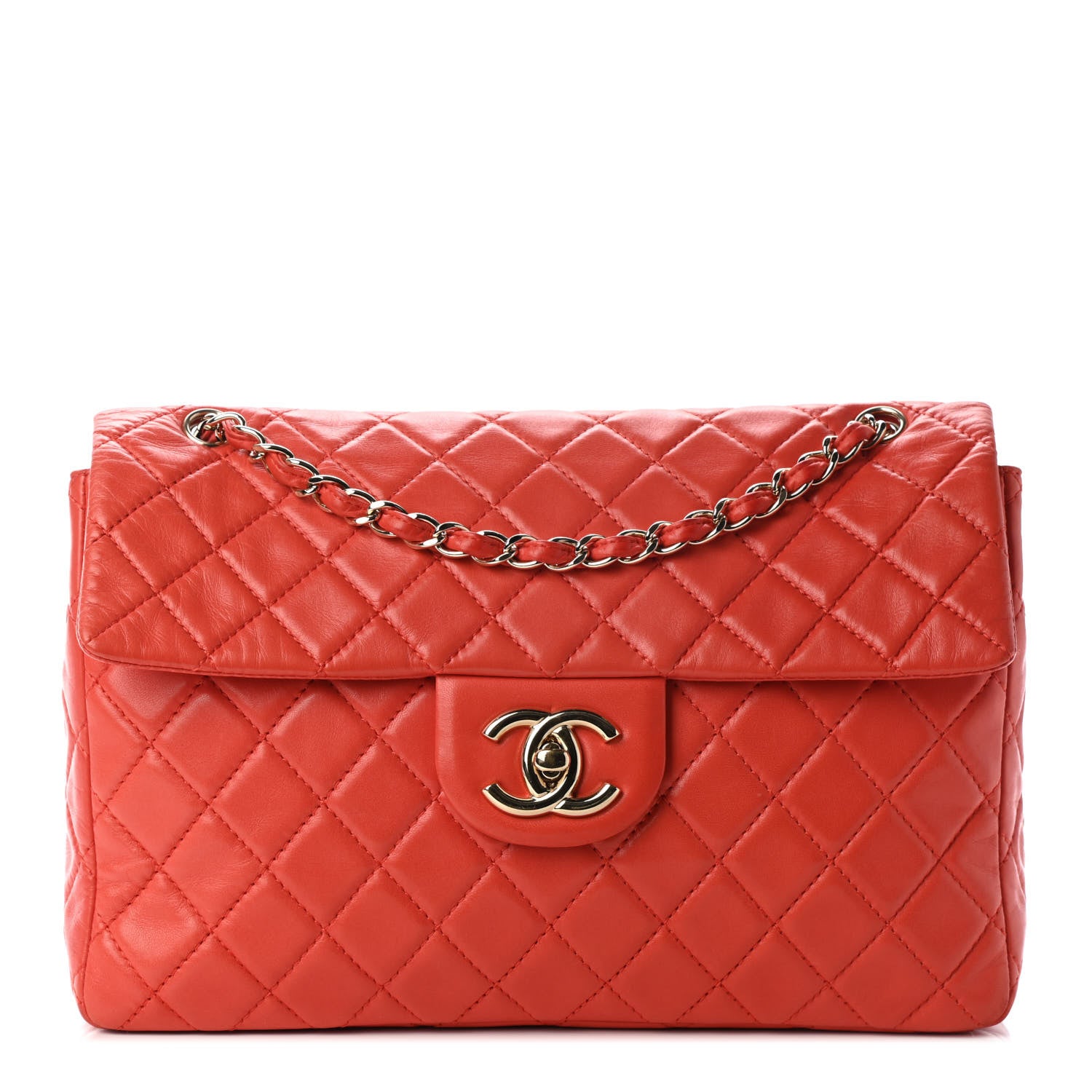 Chanel Lambskin Quilted XL Maxi Single Flap Red 1 of 8