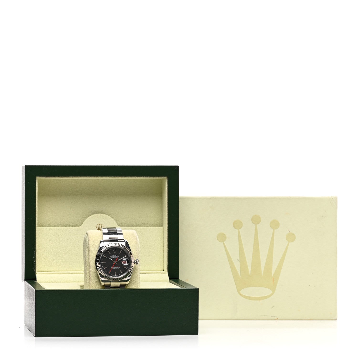 Rolex Stainless Steel 18K White Gold 36mm Oyster Perpetual Datejust Turn-O-Graph Watch Black 116264 5 of 5