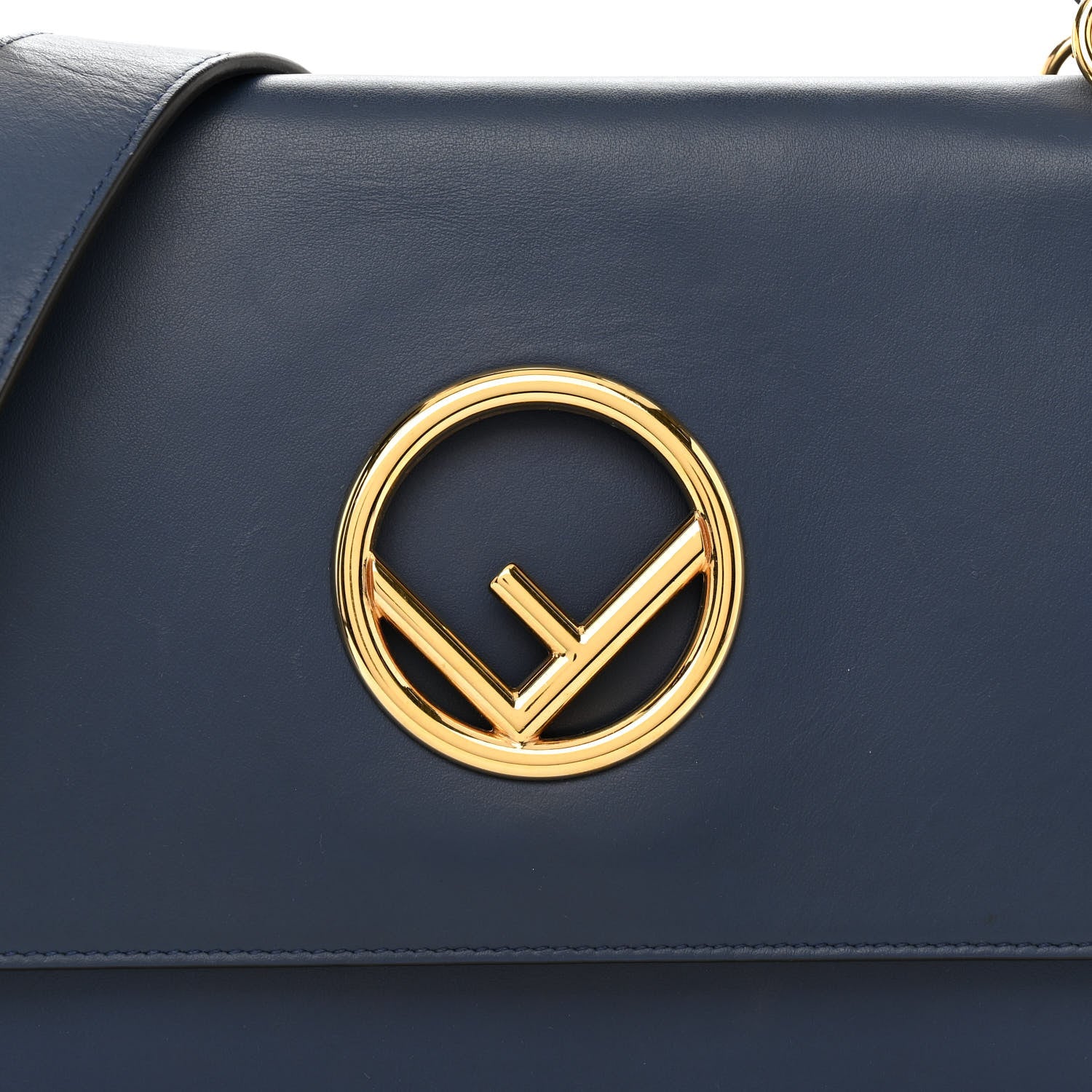 Fendi Vitello Century Opaco F is Fendi Kan I Shoulder Bag Blu Scuro 10 of 14
