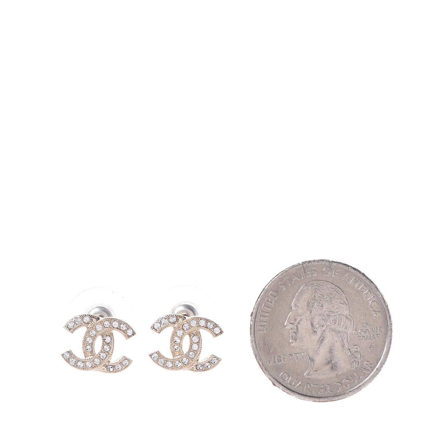 Crystal Mini CC Earrings Light Gold