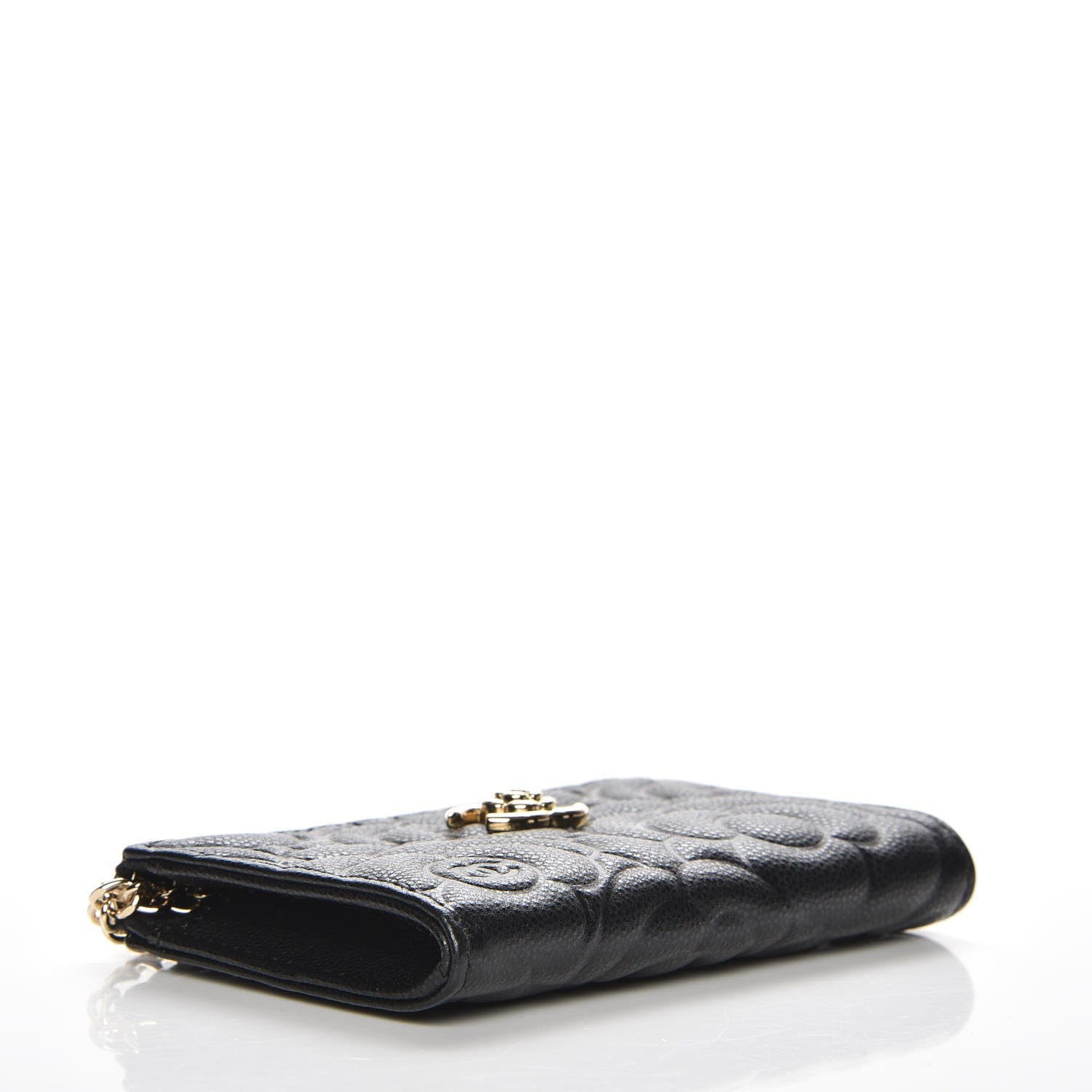Chanel Caviar Camellia Embossed Key Holder Case Black 4 of 7