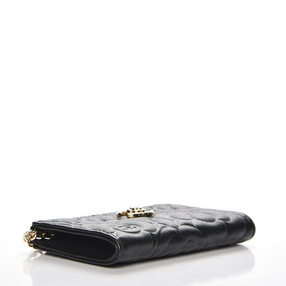 Chanel Caviar Camellia Embossed Key Holder Case Black 4 of 7