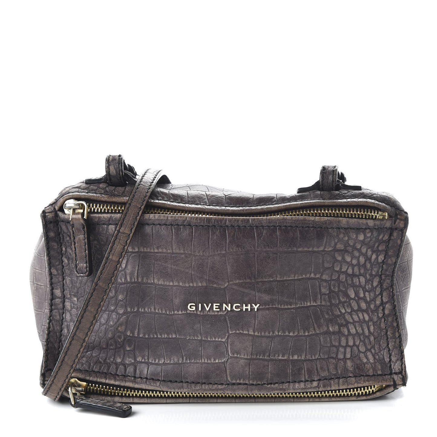 Calfskin Crocodile Embossed Mini Pandora Grey