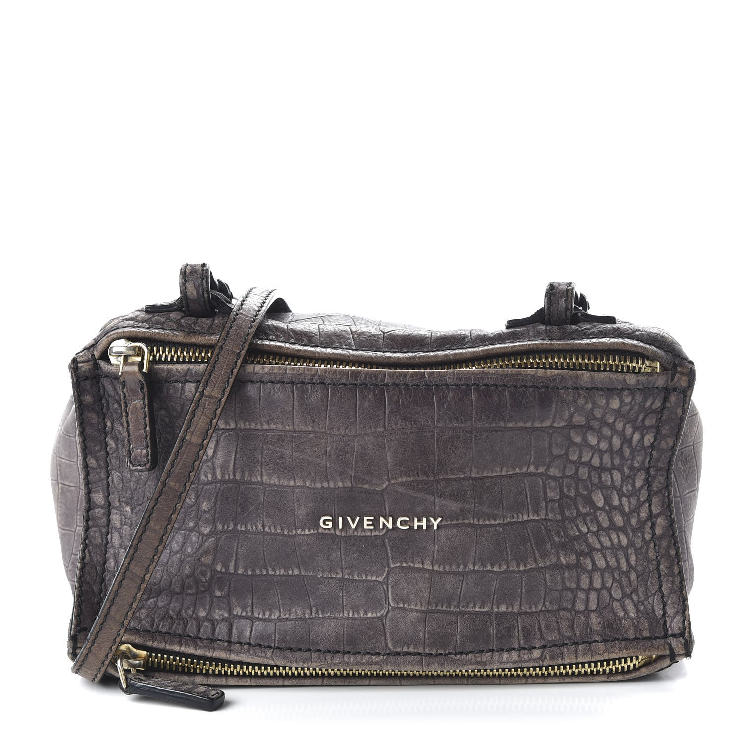 Givenchy Calfskin Crocodile Embossed Mini Pandora Grey 1 of 13