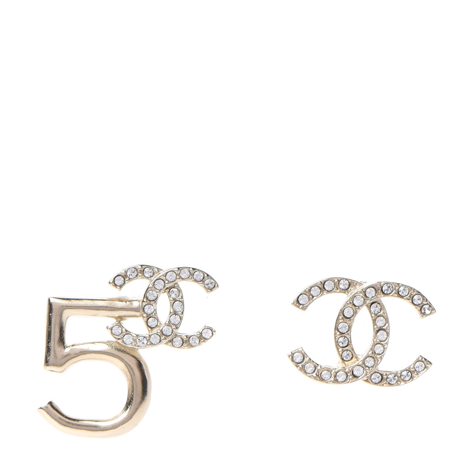 Chanel Crystal CC No 5 Earrings Gold 1 of 5