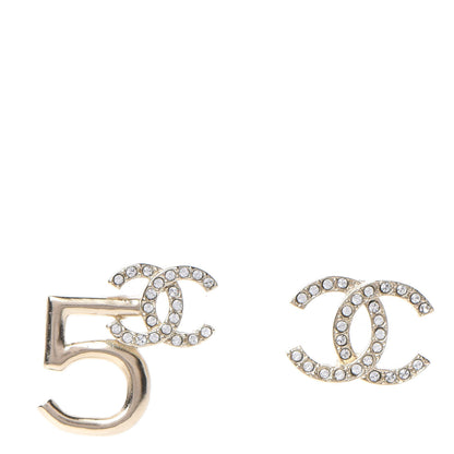 Chanel Crystal CC No 5 Earrings Gold 1 of 5