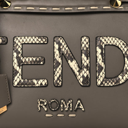 Fendi Vitello King Elaphe Python Print Logo Medium By The Way Boston Bag Tartufo Daisy Roccia 7 of 10