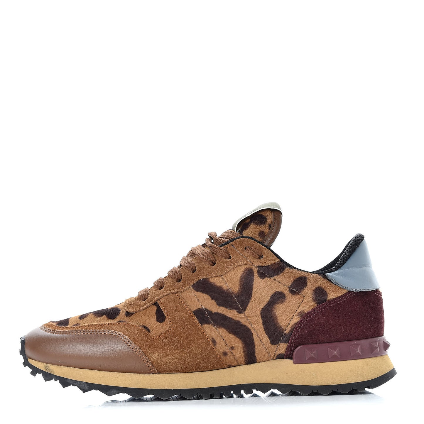 Calf Hair Suede Leopard Print Womens Rockrunner Sneakers 36.5 Multicolor
