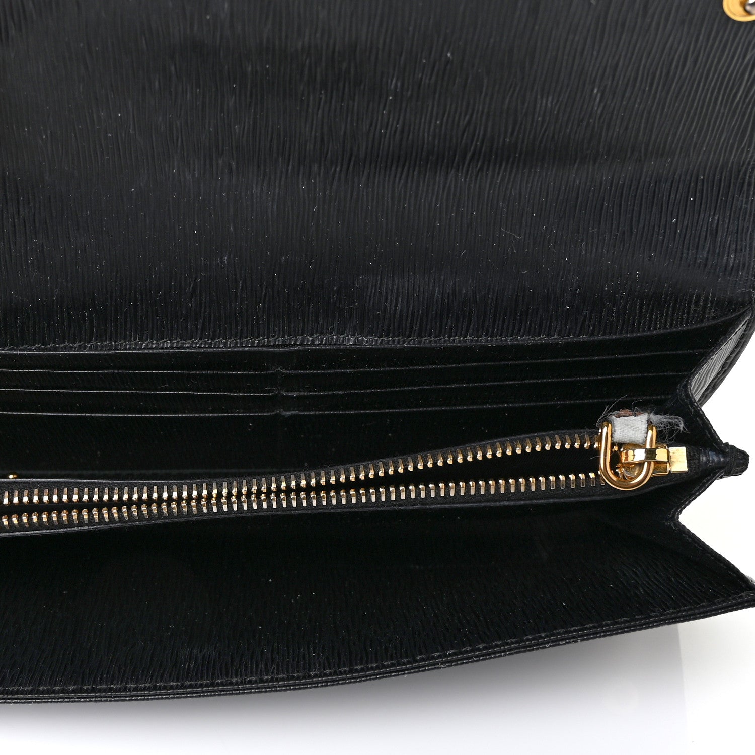 Prada Tessuto Nylon Vitello Move Triangle Logo Continental Flap Wallet Black 5 of 9