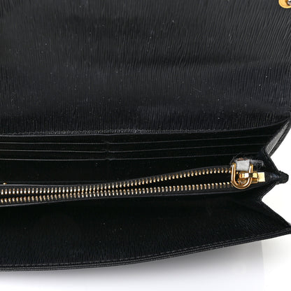 Prada Tessuto Nylon Vitello Move Triangle Logo Continental Flap Wallet Black 5 of 9