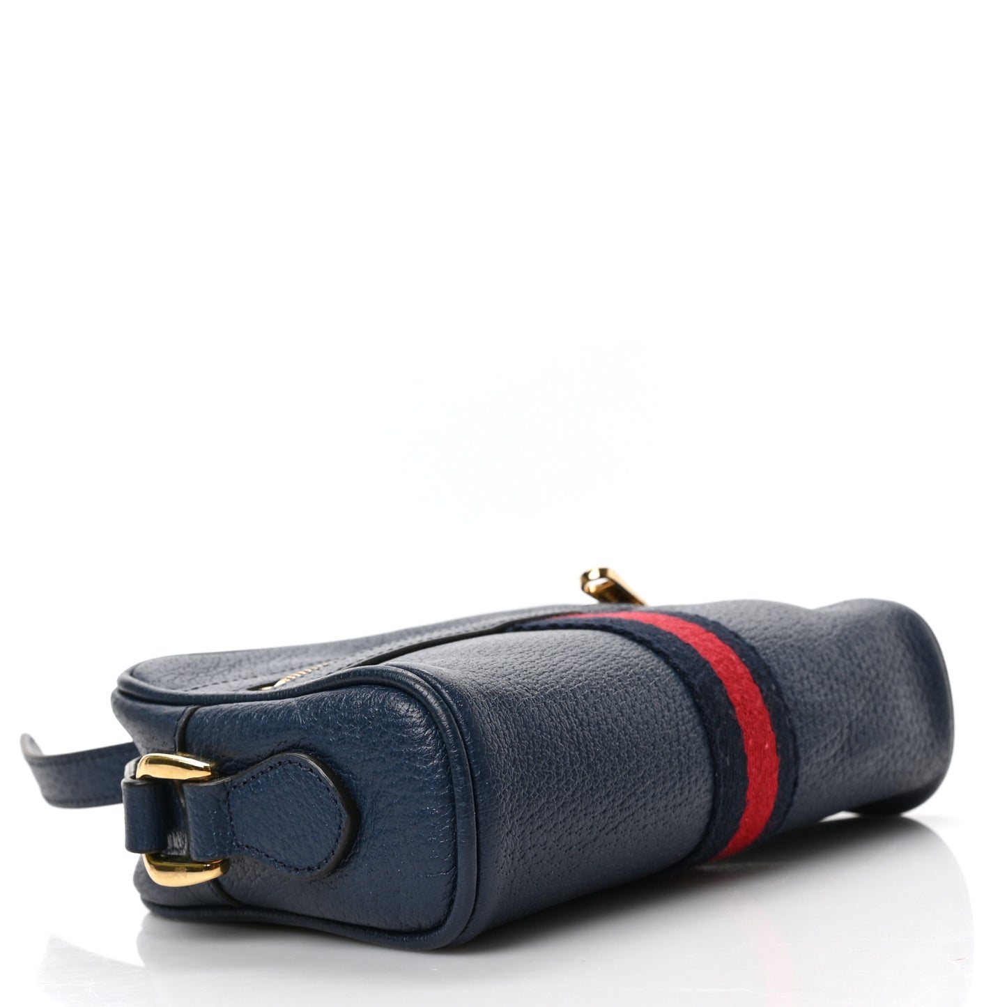 Textured Calfskin Web Mini Ophidia Shoulder Bag Blue Agata
