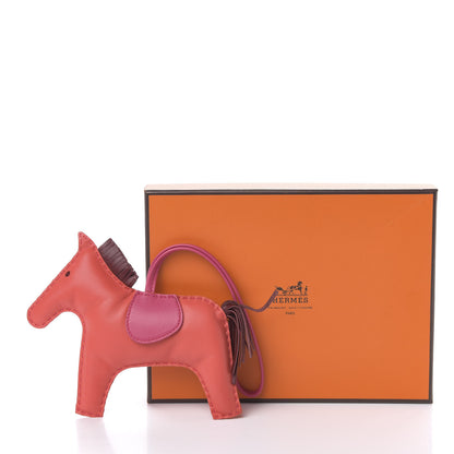 Hermes Milo Lambskin Grigri Rodeo Horse Bag Charm GM Rose Jaipur Shocking Rouge H 4 of 4