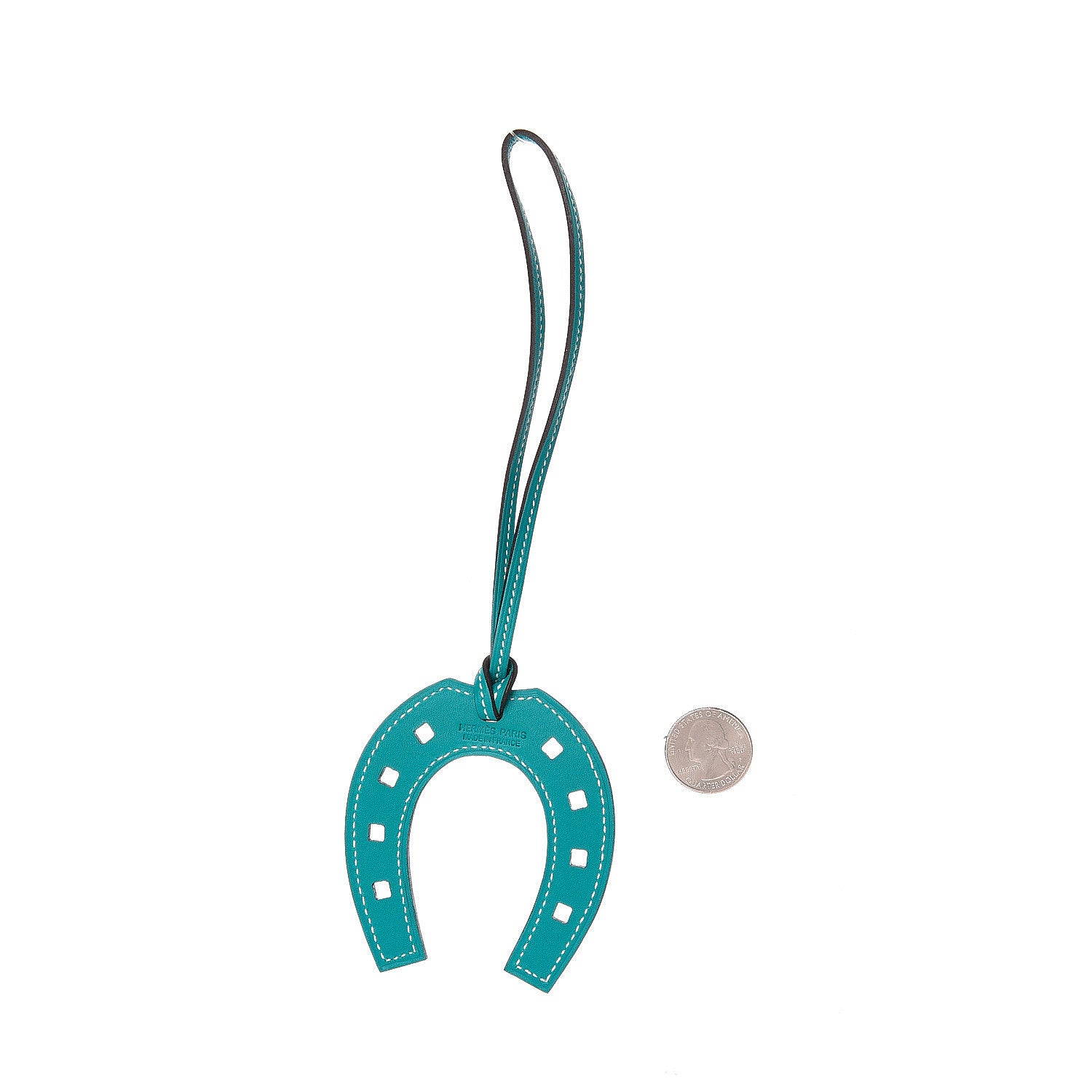 Hermes Swift Paddock Horseshoe Bag Charm Bleu Paon 2 of 4