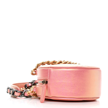 Chanel Iridescent Calfskin Quilted Chanel 19 Round Clutch With Chain Pink 3 of 4