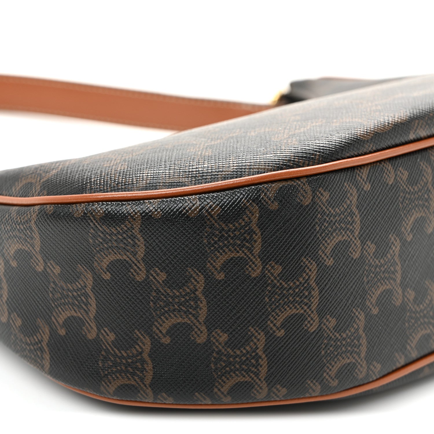 Celine Triomphe Canvas Calfskin Ava Shoulder Bag Tan 9 of 10