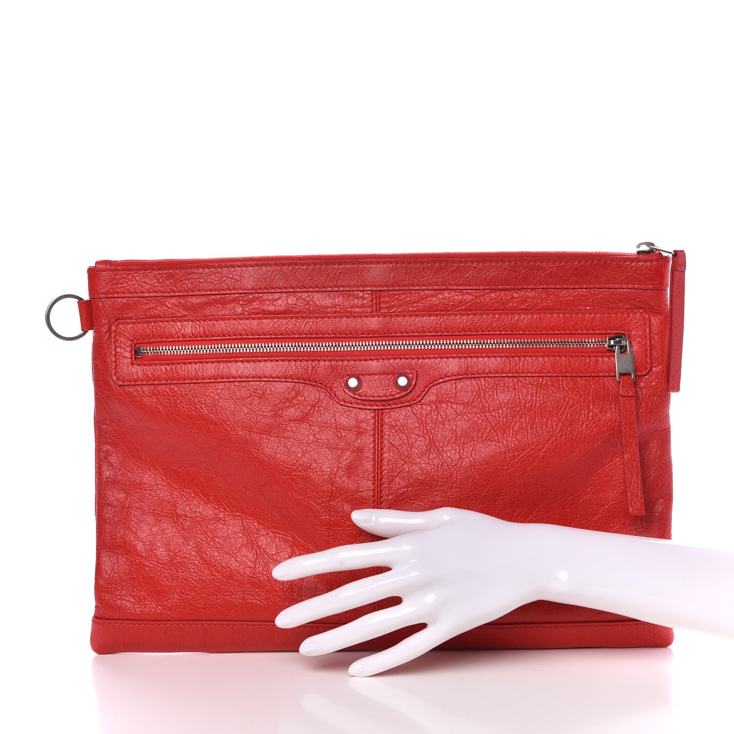 Balenciaga Agneau Arena Classic Hardware Large Clip Rouge Tango 2 of 8