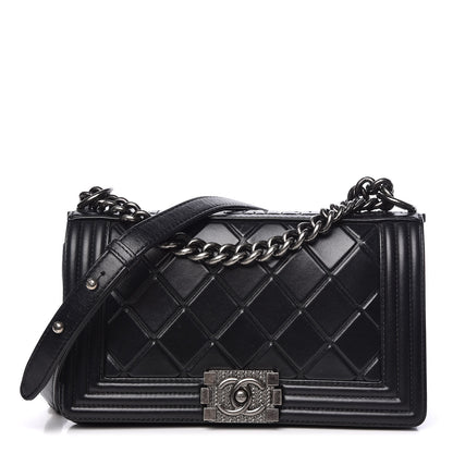 Chanel Calfskin Embossed Medium Paris Salzburg Boy Flap Black 1 of 16