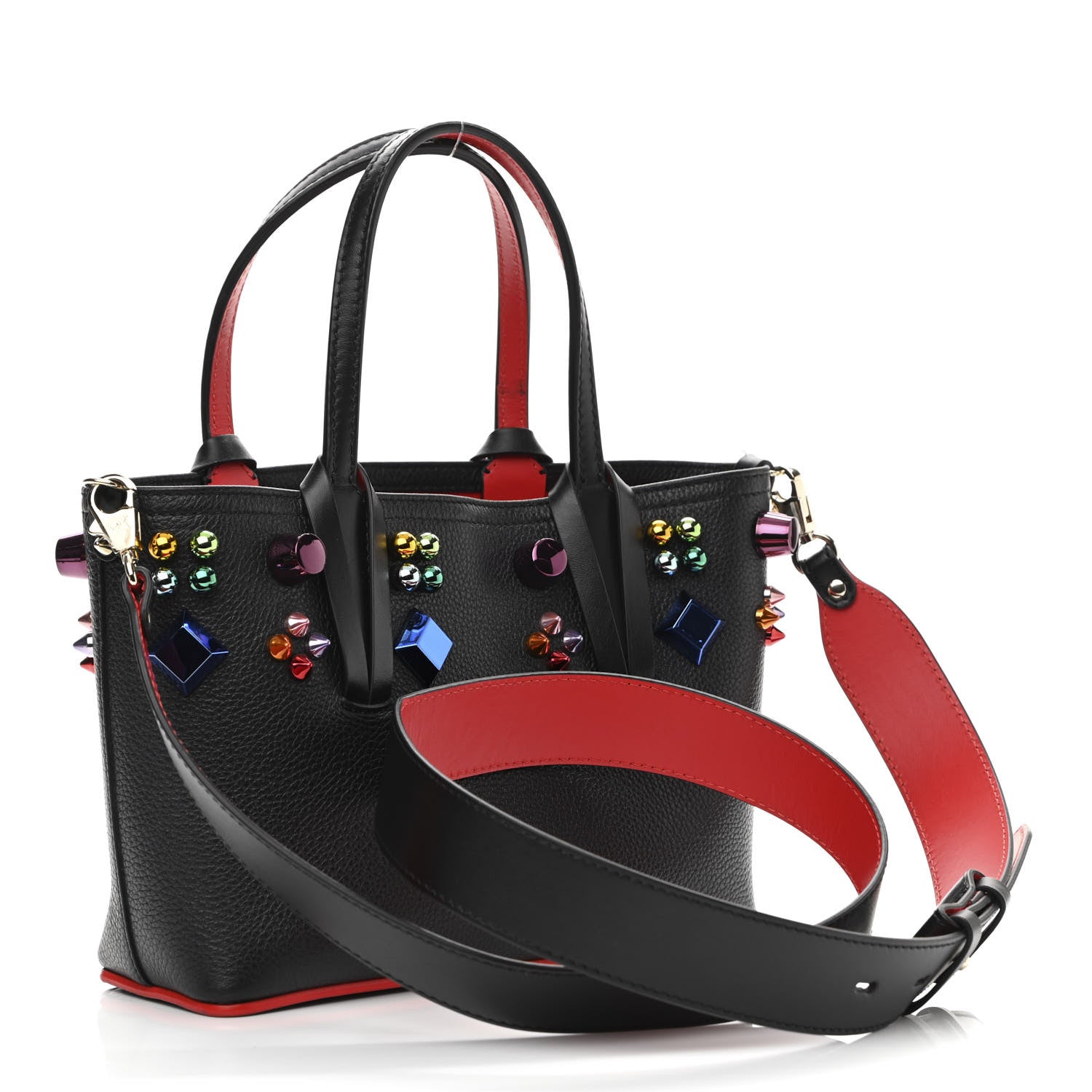 Christian Louboutin Calfskin Embellished Mini East West Cabata Tote Black 3 of 12