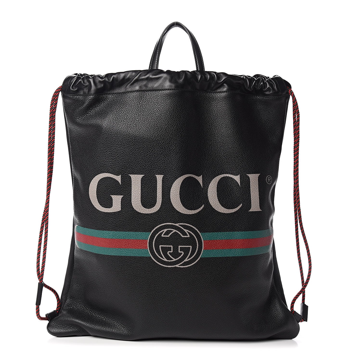 Gucci Calfskin Logo Drawstring Backpack Black 3 of 11