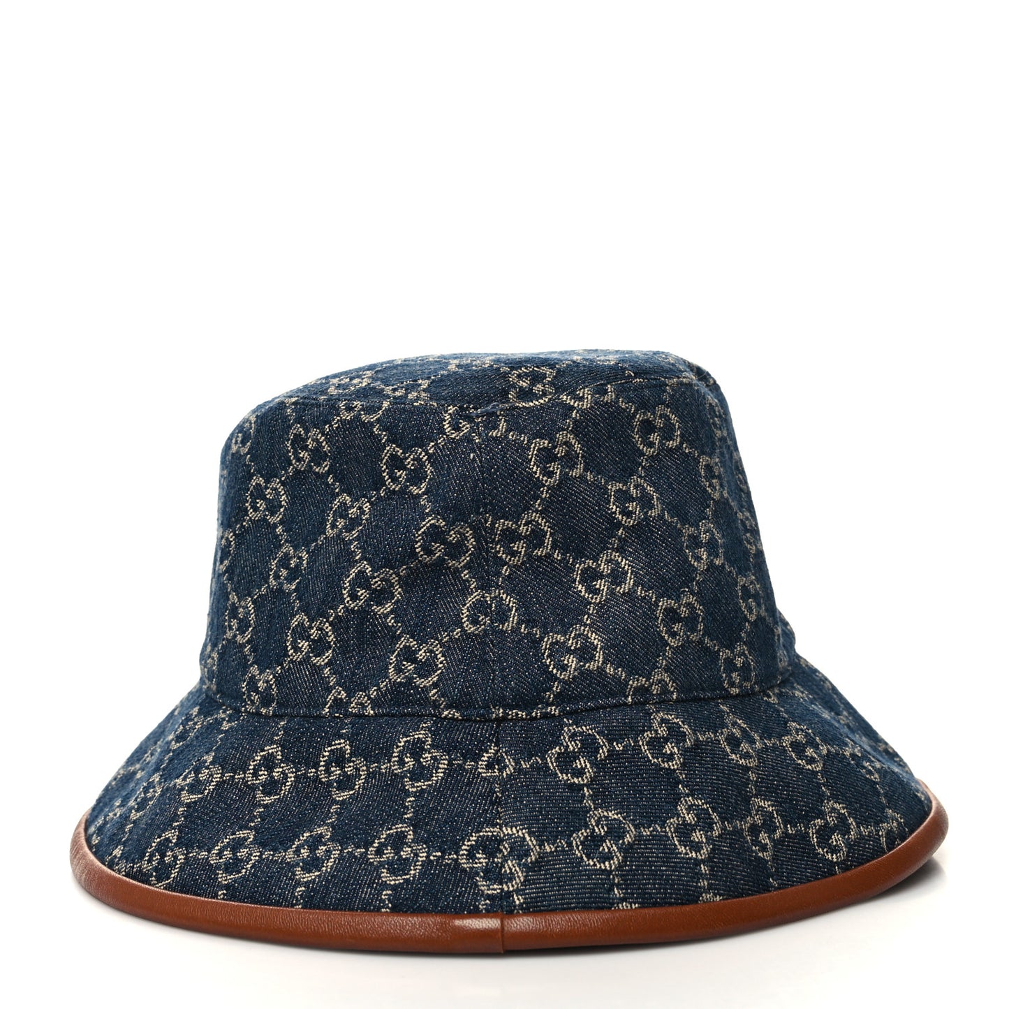 Washed Jacquard Denim Nappa GG Monogram Oscar Bucket Hat XL Denim Cuir
