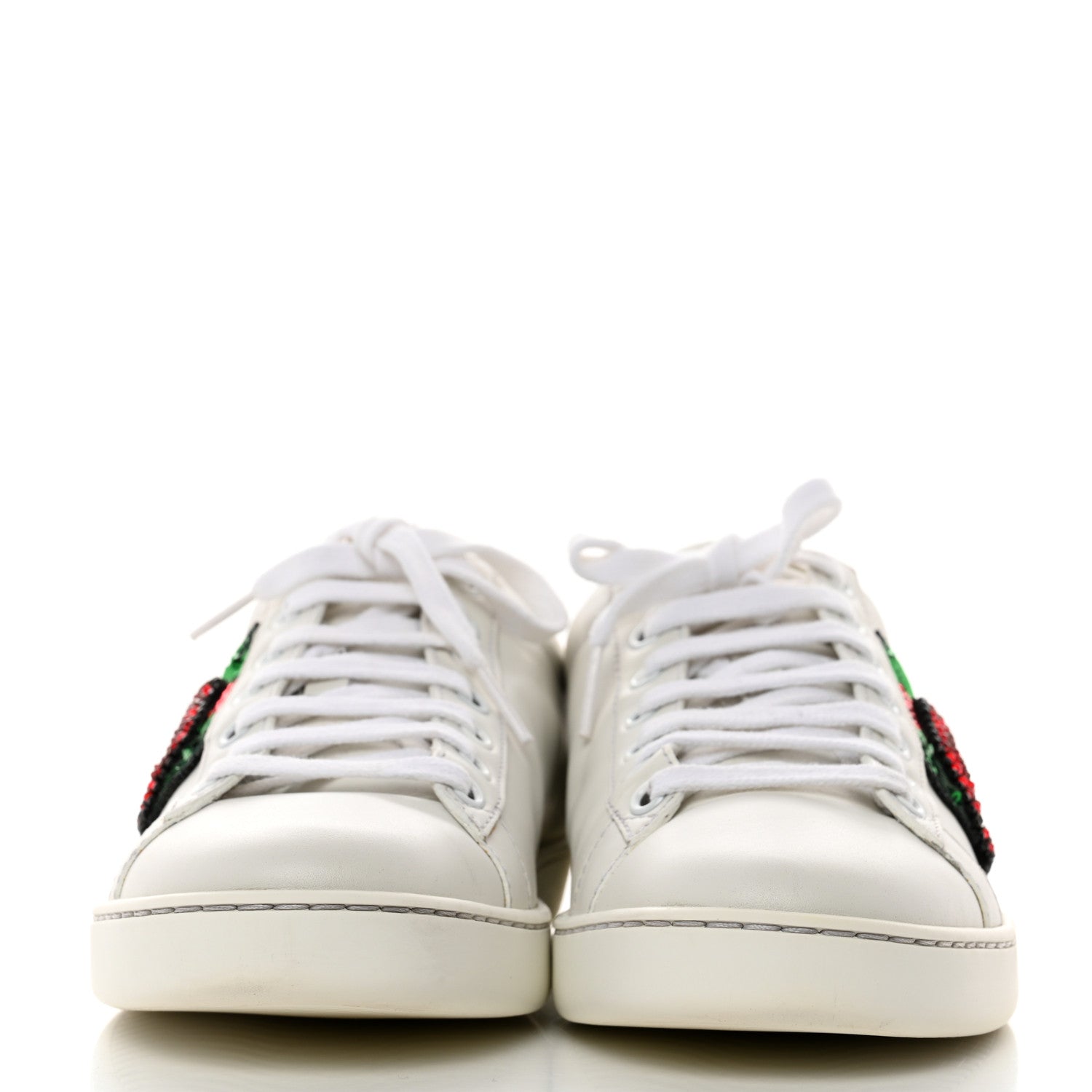 Gucci Calfskin Web Crystal Womens Mouth Ace Sneakers 38 White 2 of 12