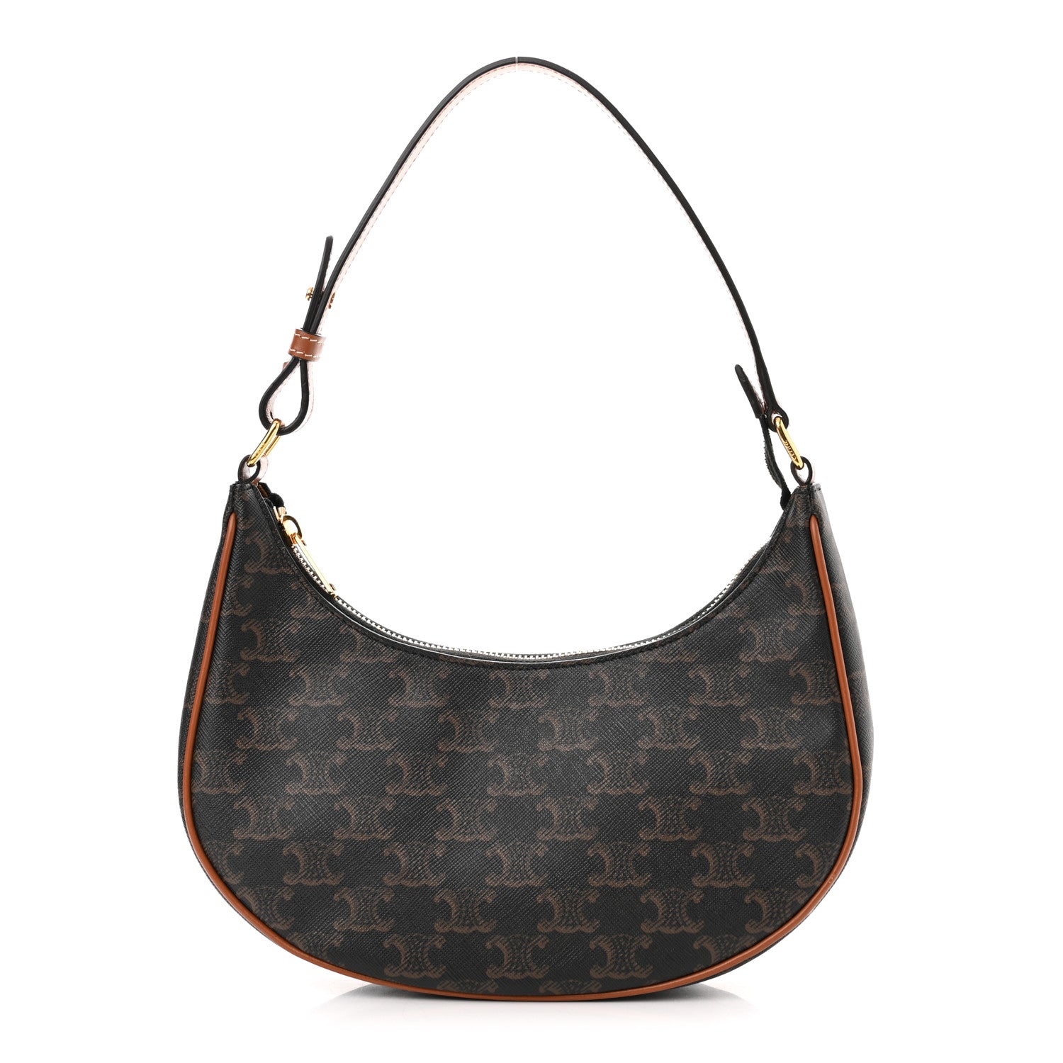 Celine Triomphe Canvas Calfskin Ava Shoulder Bag Tan 1 of 12