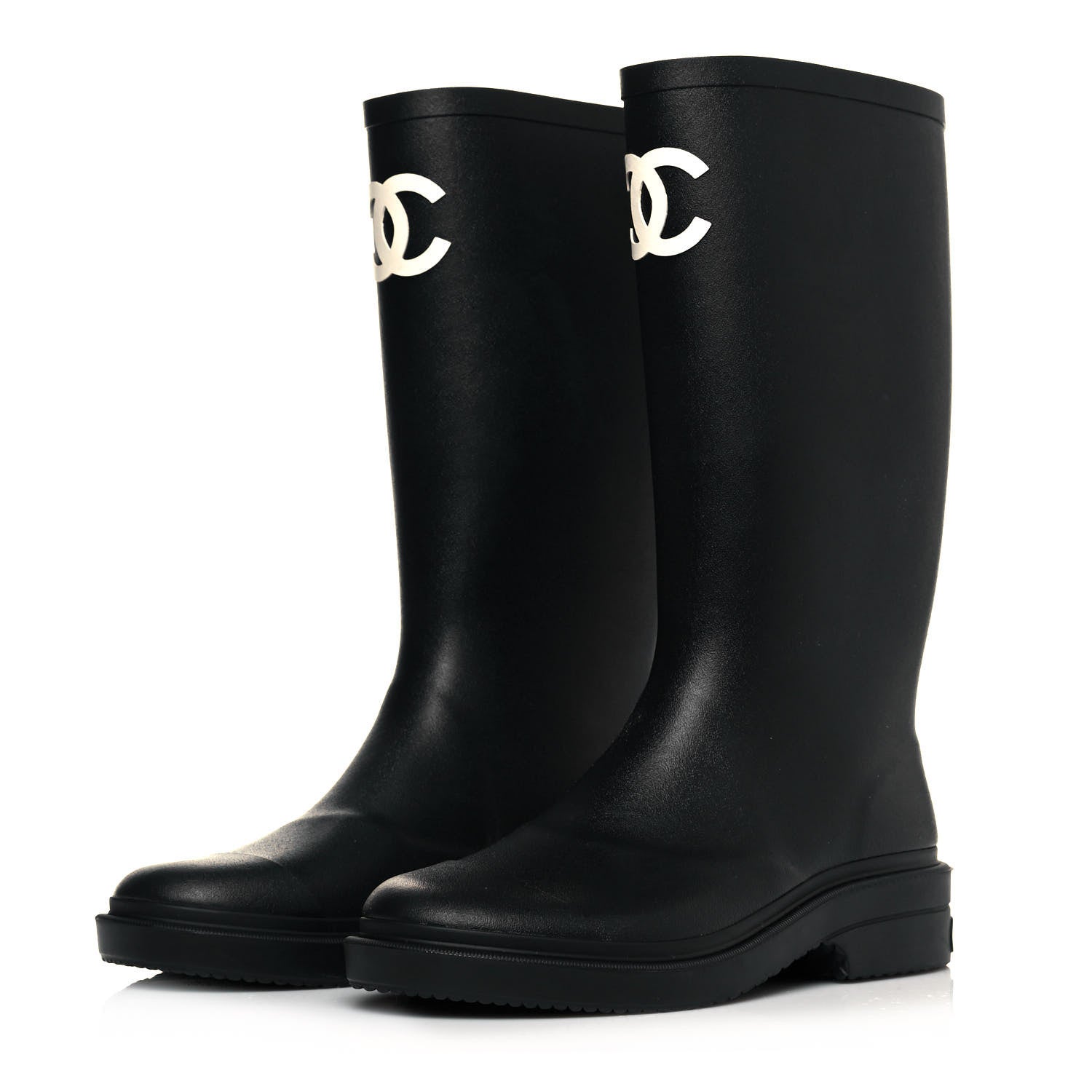 Chanel Caoutchouk CC High Boots 36 Black 3 of 8
