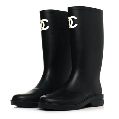 Chanel Caoutchouk CC High Boots 36 Black 3 of 8