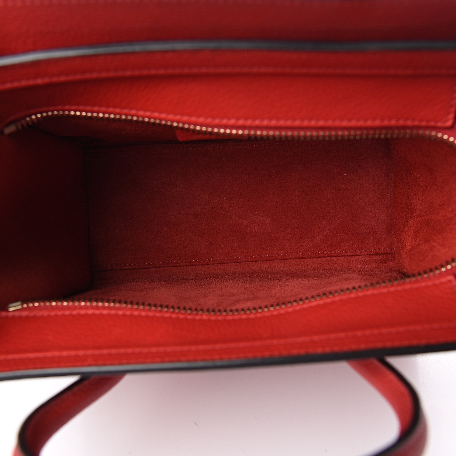 Celine Drummed Calfskin Nano Luggage Coquelicot 4 of 12