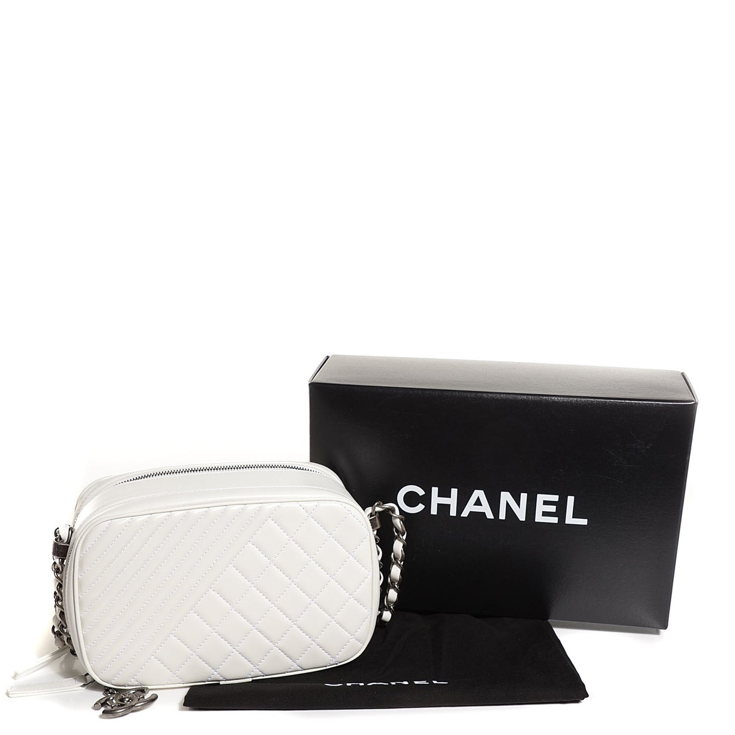 Lambskin Quilted Small Coco Boy Camera Case White