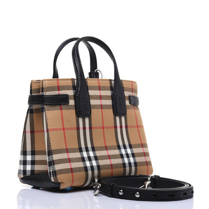 Burberry Goatskin Vintage Check Baby Banner Tote Black 3 of 17