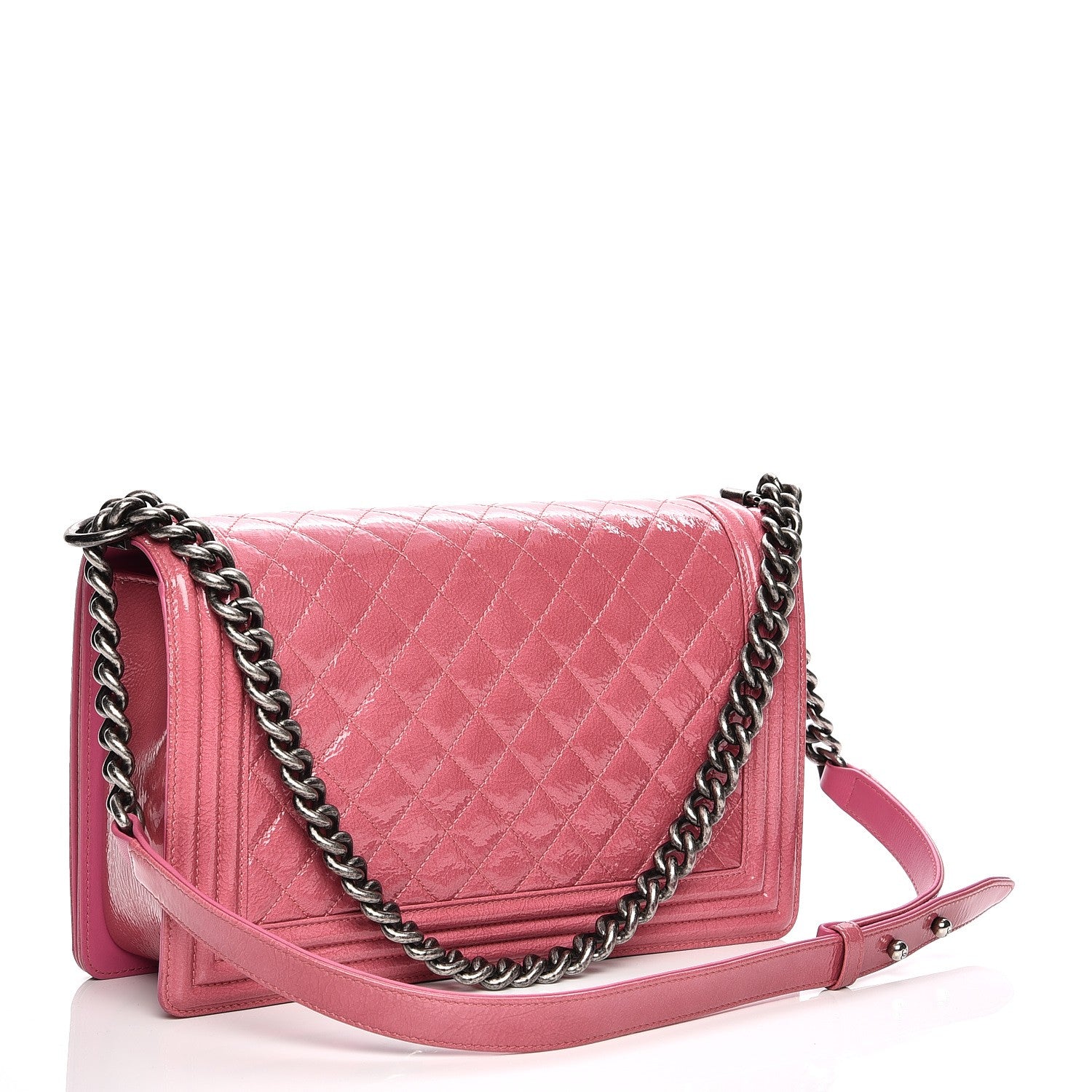 Chanel Distressed Patent Quilted New Medium Boy Flap Pink 3 of 9