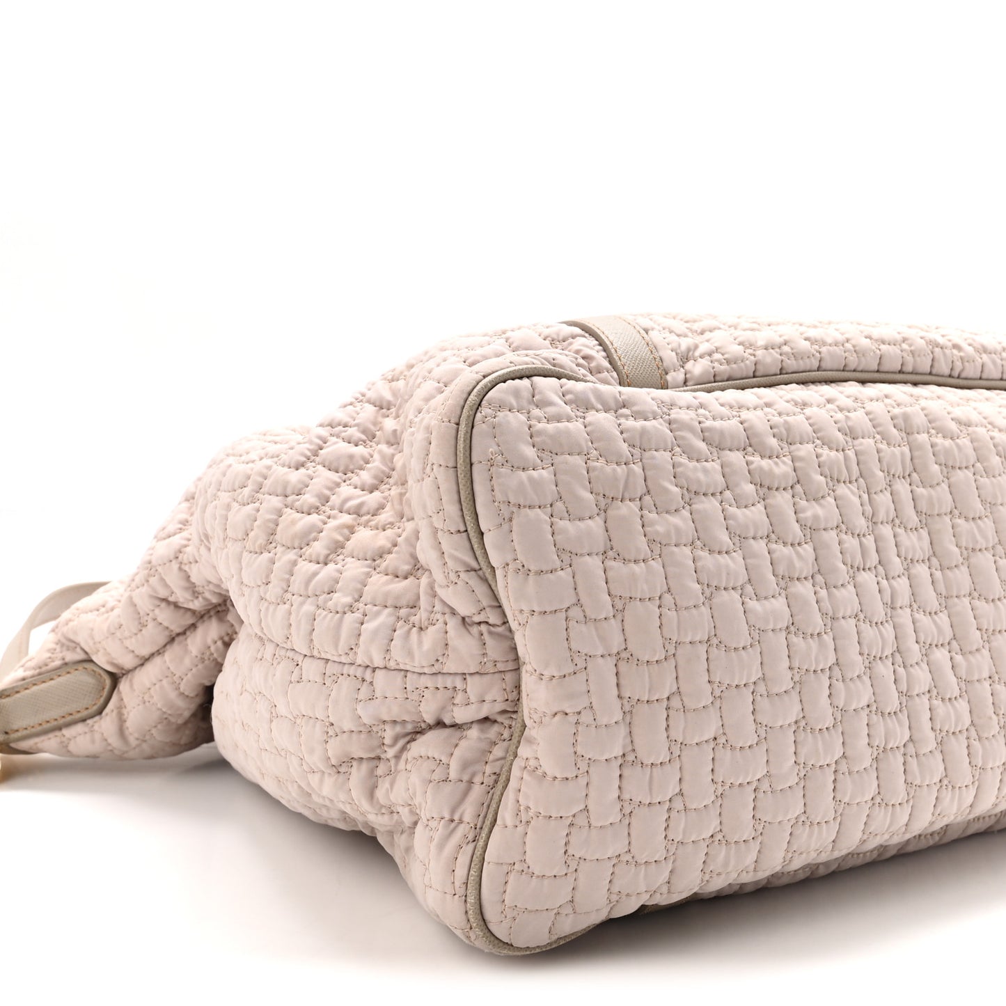Quilted Nylon Saffiano Shopping Satchel Pomice