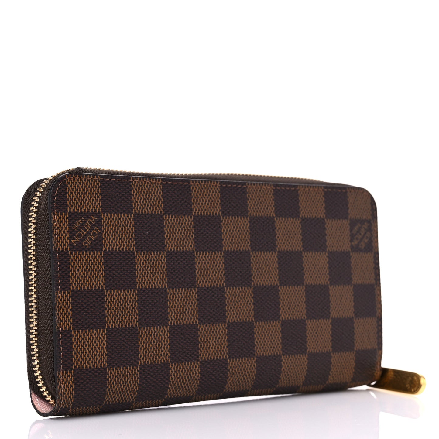 Damier Ebene Zippy Wallet Rose Ballerine