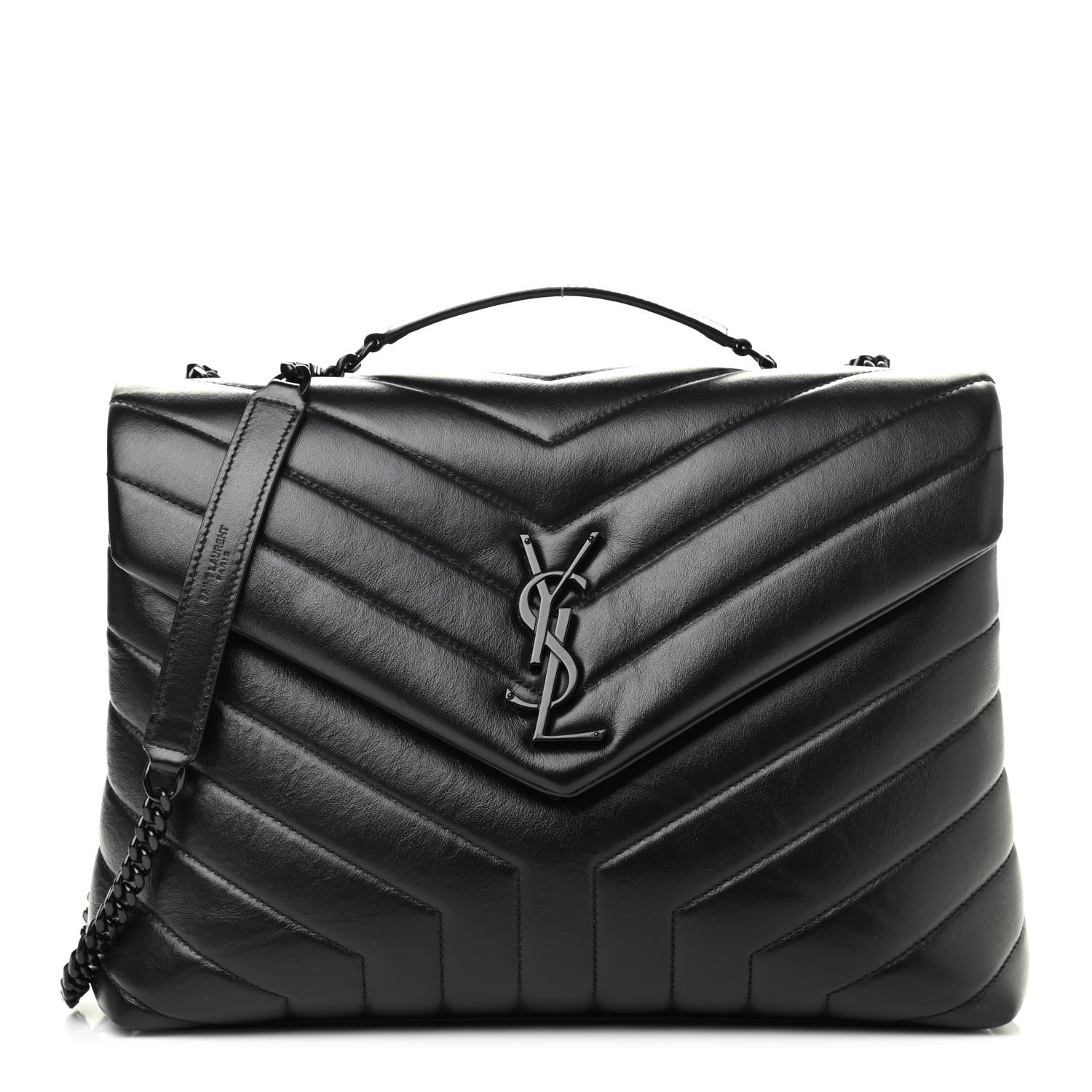 Saint Laurent Calfskin Y Quilted Monogram Medium Loulou Chain Satchel Black 1 of 9
