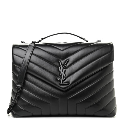 Saint Laurent Calfskin Y Quilted Monogram Medium Loulou Chain Satchel Black 1 of 9