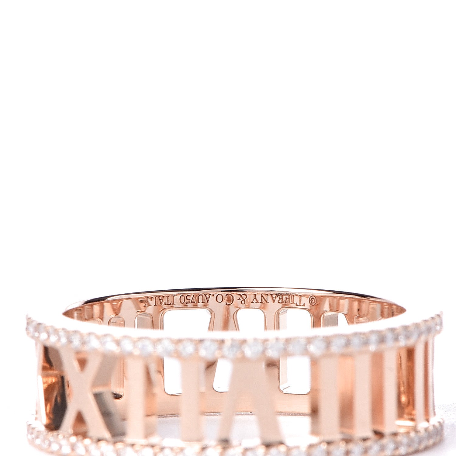 Tiffany 18K Rose Gold Diamond Atlas Open Pave Ring 56 7.5 4 of 4