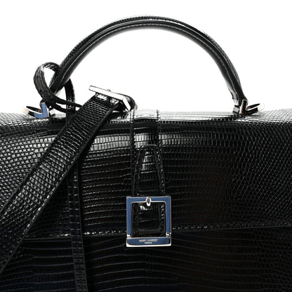 Saint Laurent Lizard Le Fermoir Top Handle Bag Small Black 7 of 9