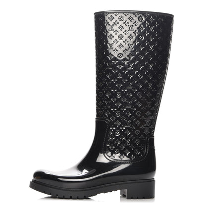 Louis Vuitton Rubber Embossed Monogram Splash Rain Boots 41 Black 1 of 9